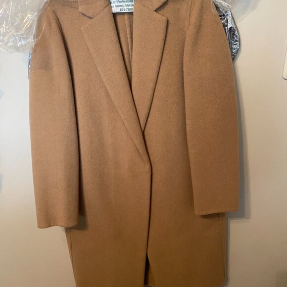 Vince Classic Straight Wool-Blend Camel Coat XS - Picture 3 of 4